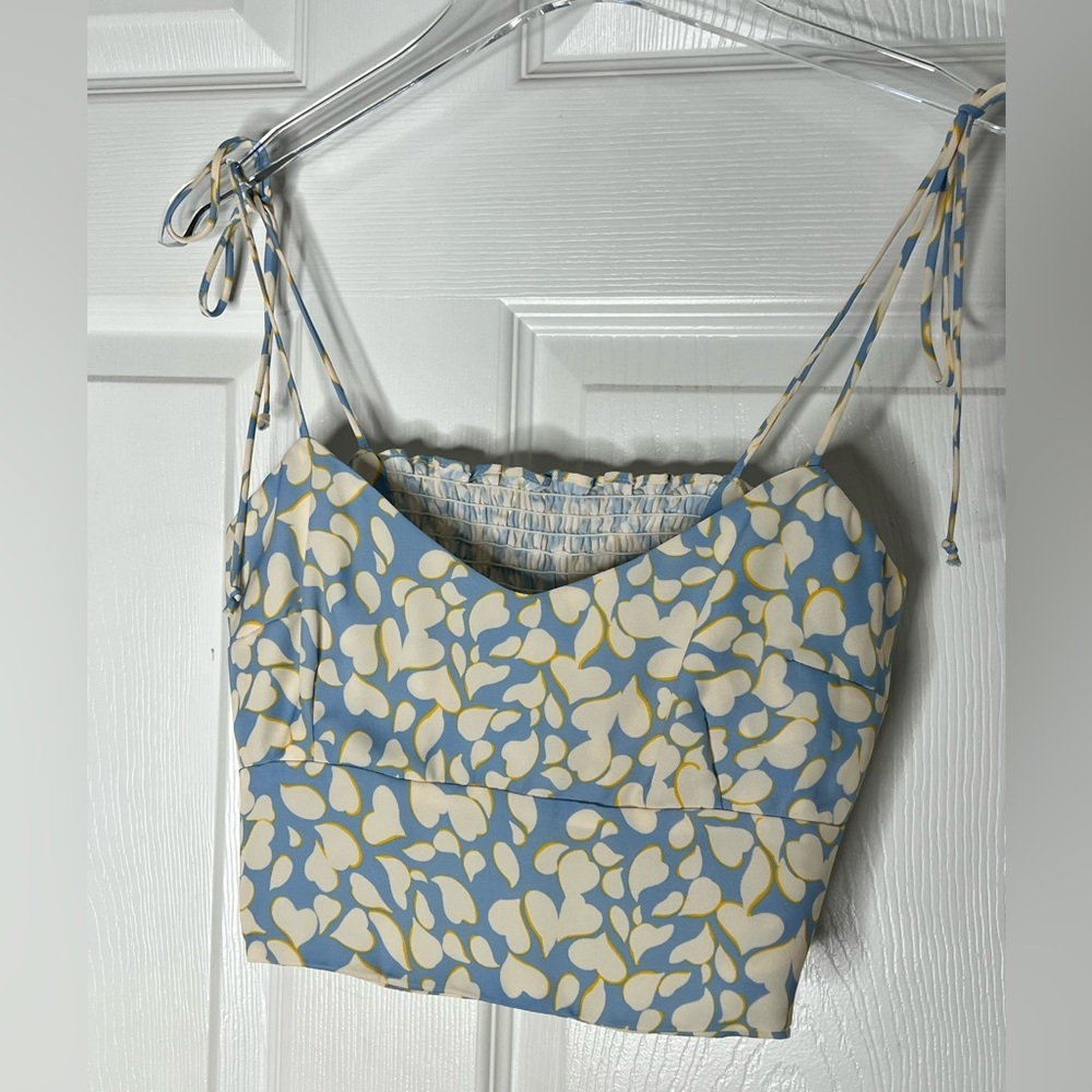 Resa Satin Heart Print Crop Top Sz M - Picture 6 of 8